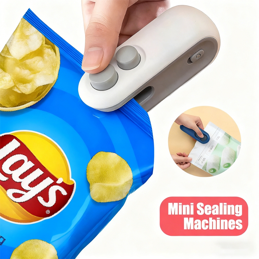 Mini Máquina Seladora Portátil 2 Em 1 Saco Plástico Embalagen Carregamento Usb Elétrica