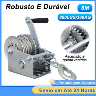 Guincho Manual Catraca Tnt Com Cabo De Aço Até 360kg 8m Para Reboque Barco Carretinha