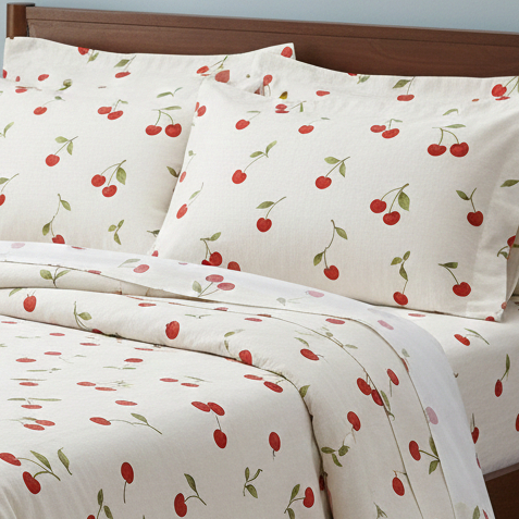 Colcha Cobre Leito Piquet Cama Solteiro Casal Queen King Algodão Estampa Cereja