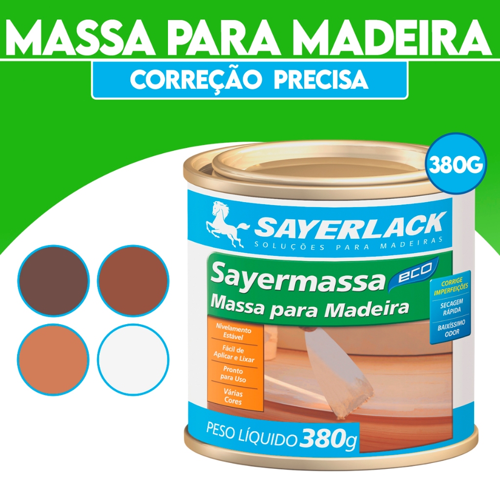 Massa Para Madeira F12 Correção Calafetar Sayerlack 380g - Cores em Oferta na Shopee