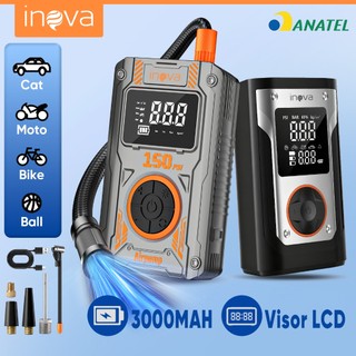 INOVA Inflador de Pneu Elétrico Recarregável 65W Rápido Compacto USB Power Bank