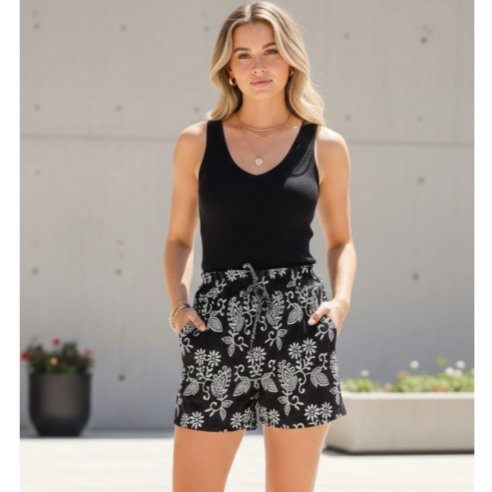 Shorts Feminino Tactel Estampado Com Bolso Tecido Leve Tendência Praia e Academia Verão em Oferta na Shopee