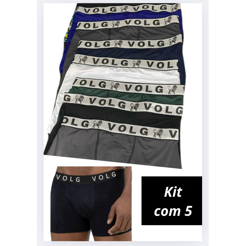 Kit com 5 Cueca Boxer Adulto Microfibra VOLG Original