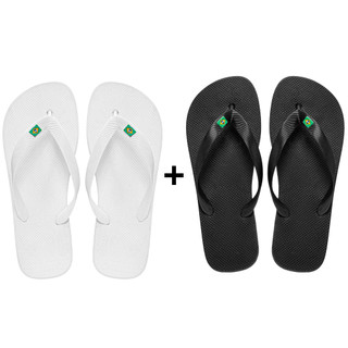 Kit Chinelo Masculino Feminino Brasil Preto Branco