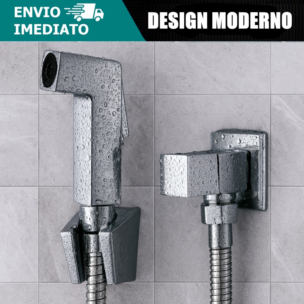 Ducha Higiênica De Banheiro Chuveirinho Quadrada Metal Inox Cromada Para Banheiros