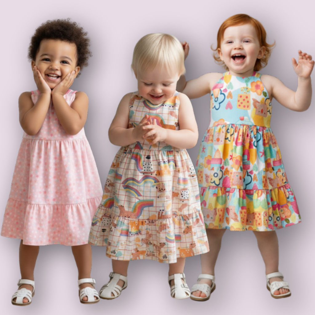 Kit 3 Vestidinhos Malha Menina Infantil Alcinha Estampado Bebê Feminino Rodado Charmoso