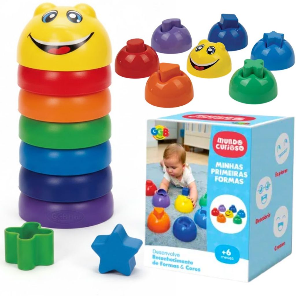 Brinquedo Bebê Pote De Empilhar E Encaixar Didático Brinquedo De Formas Colorido Infantil Sensorial 6+ Meses