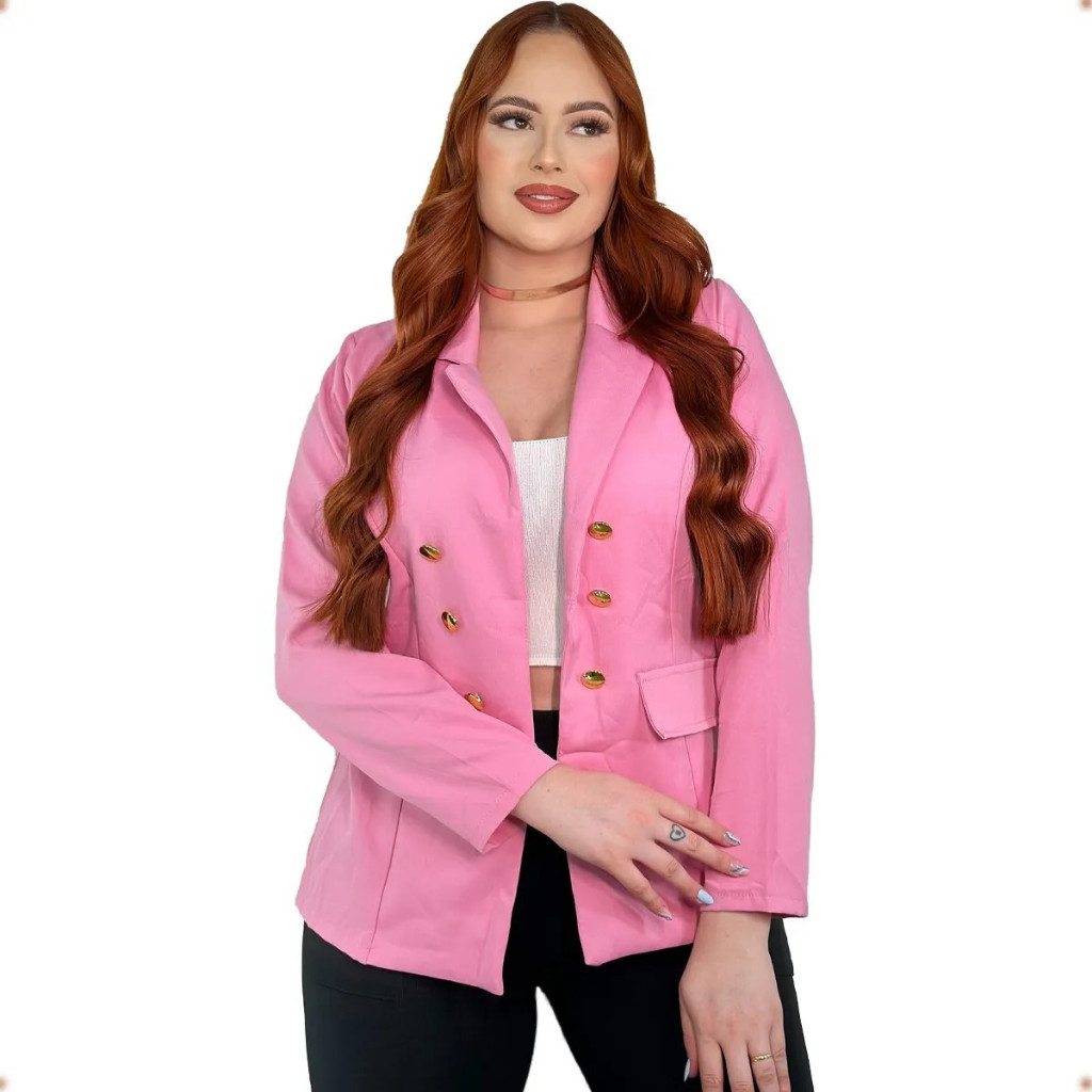 Blazer Feminino Maxi Social Longo Sobretudo Alfaiataria Luxo