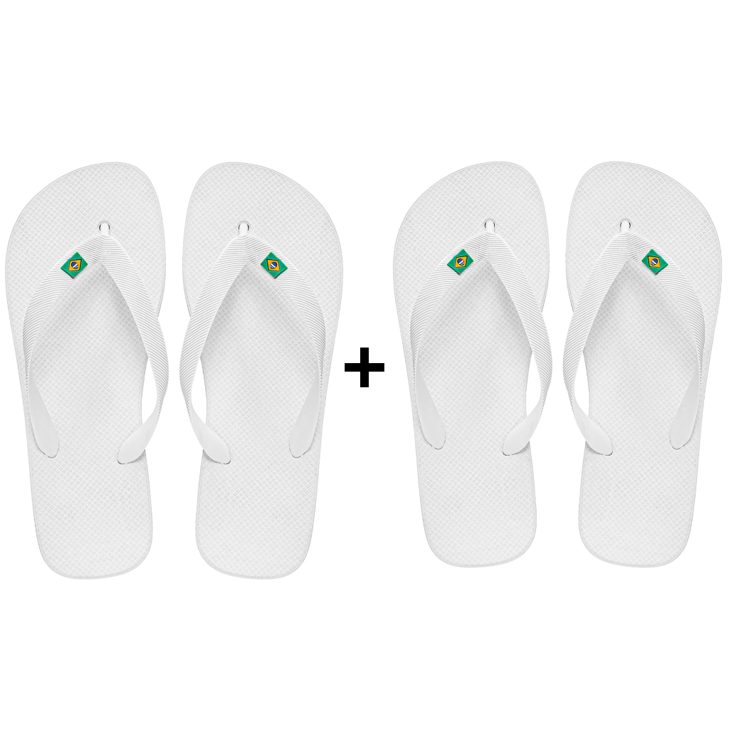 Kit Chinelo Masculino Feminino Brasil Branco Confortável em Oferta na Shopee