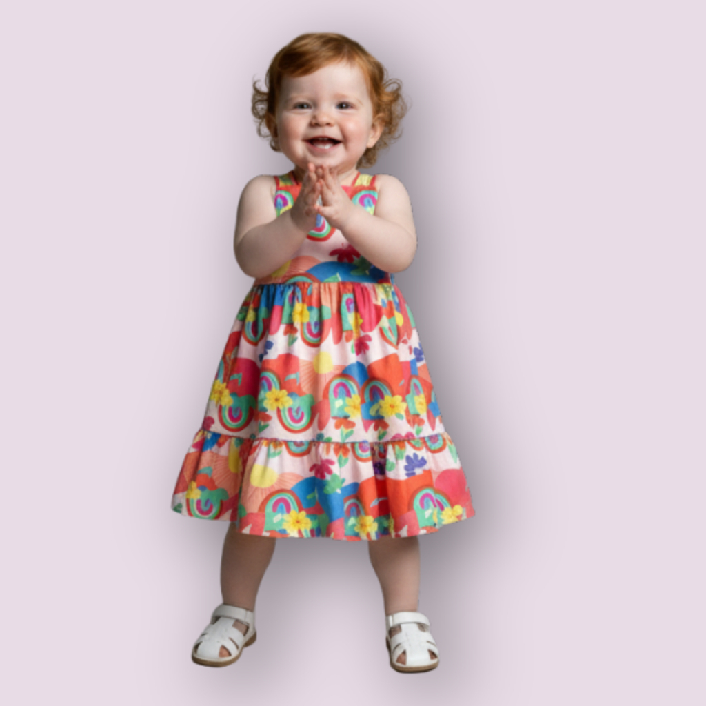 Vestidinho Infantil Feminino Menina Bebê Alcinha Colorido Rodado Malha Estampado Sortido Menina