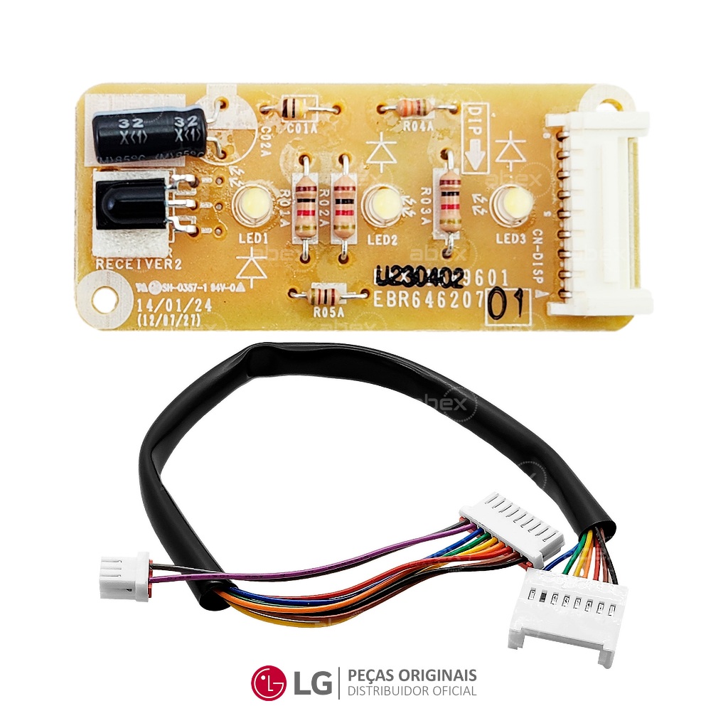Placa Receptora Display Ar Condicionado LG 9000 A 18000 Btus EBR71522204 Com Cabo Novo Original