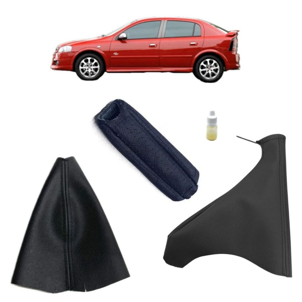 Kit Capas e Coifa do cambio automático e alavanca do freio Chevrolet Astra 1999 a 2011 e Luva do freio em couro