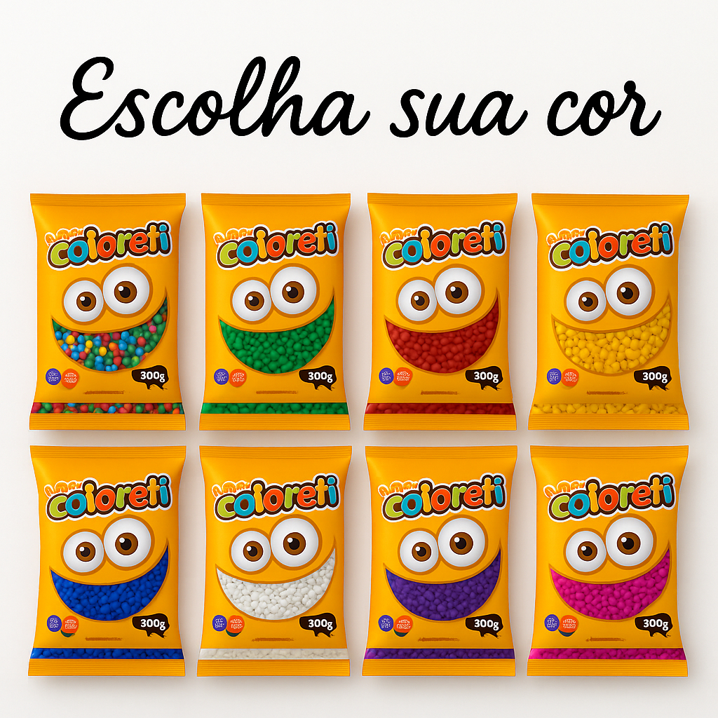 Coloreti Confeito Chocolate Escolha a Cor 300g - Jazam