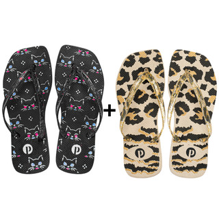 Kit Chinelo Feminino Gatinho Oncinha Confortável Macio