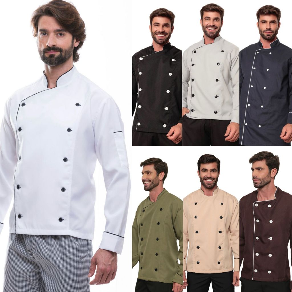 Dolma Chef Masculina  Torino Várias Cores Gardenia Uniformes em Oferta na Shopee