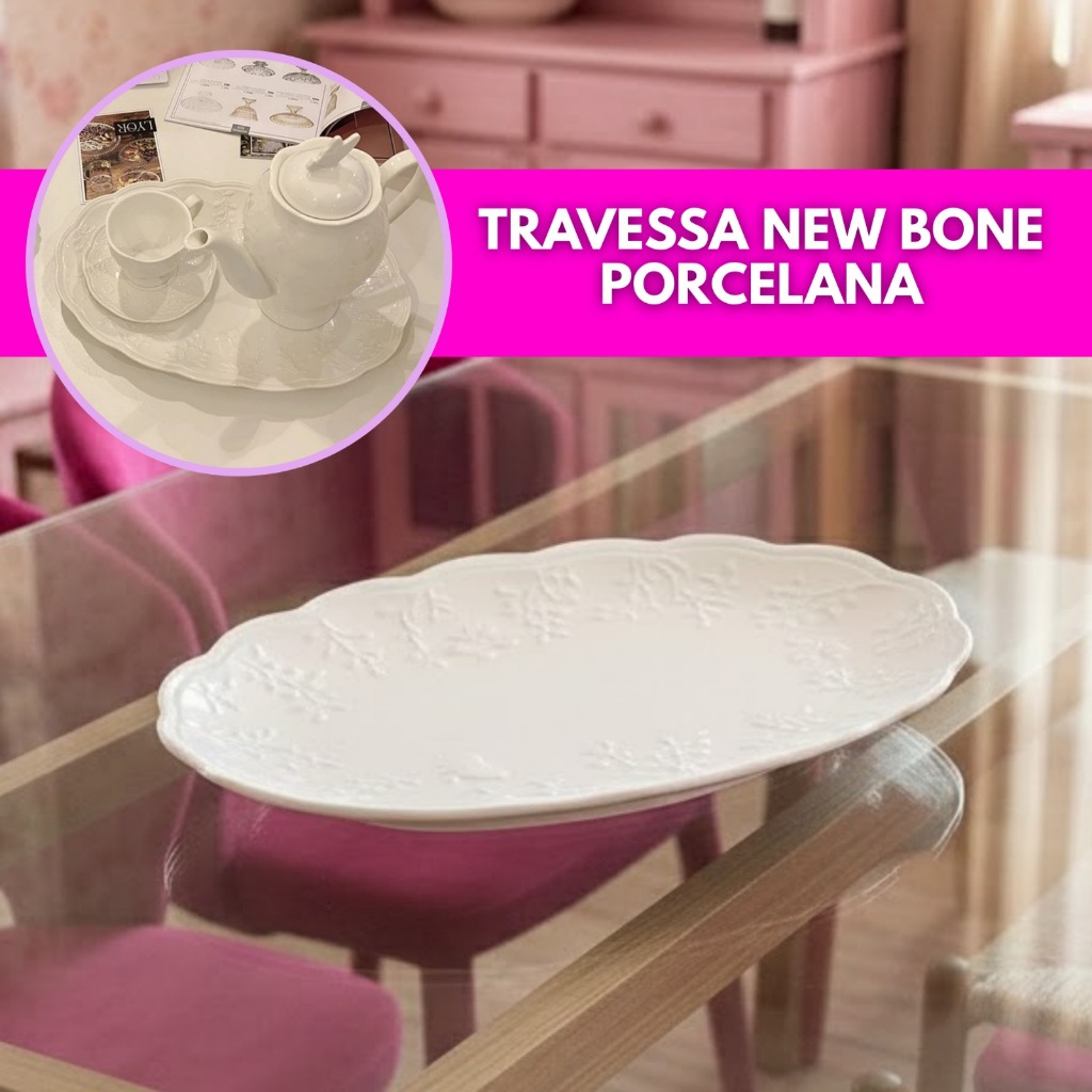 Travessa de Porcelana New Bone Butterfly Flower 31x 24cm e 36,5x 24cm Florida Lyor em Oferta na Shopee