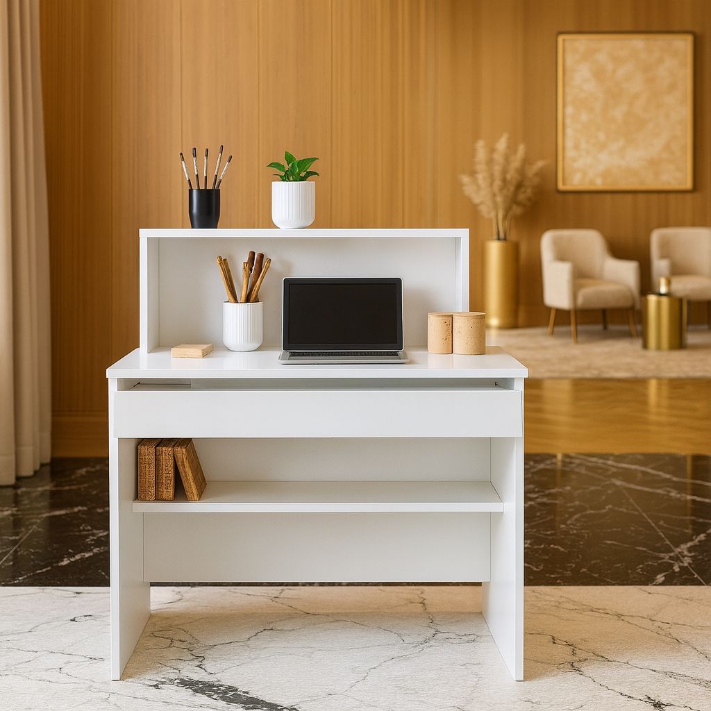 Balcão Caixa para Recepção e Atendimento Comercial  – Branco ou Preto em Oferta na Shopee