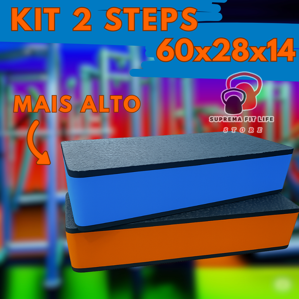 STEP ACADEMIA KIT 2 60X28X14CM  EVA FITNESS CROSSFIT ESPORTE AEROBICO