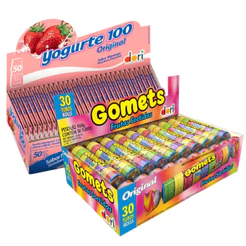 Kit Pirulito Mastigável Yogurte 50UN + Balas De Gomas Tubo 30UN Frutas Sortidas