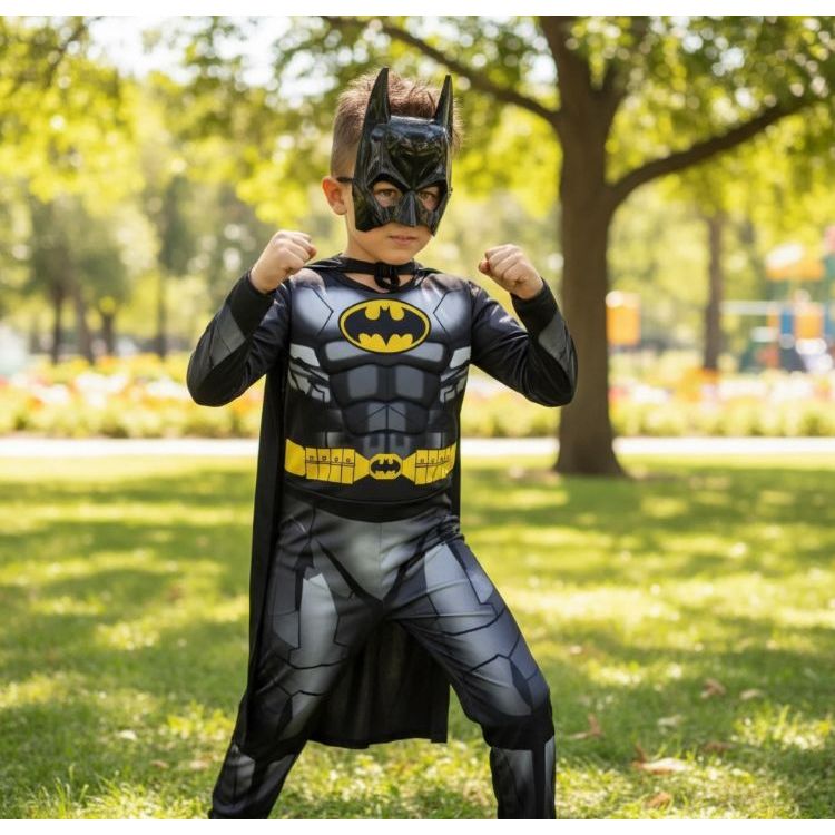 Fantasia Infantil Batman Longa Com Enchimento 3d pronta entrega