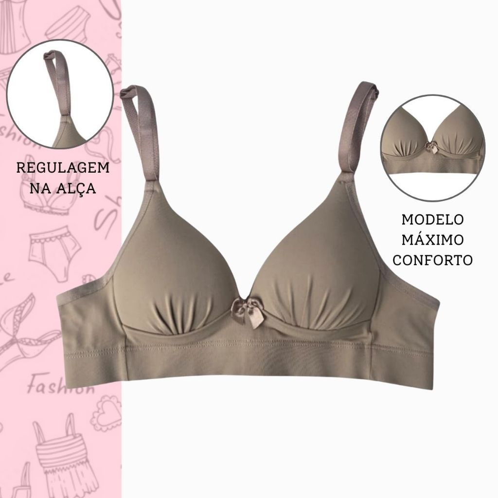 Kit 2 Sutiã Menina Moça Poliamida Juvenil Infantil Básico Liso Confortável — imagem 2 de 2
