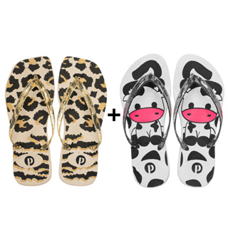 Kit Chinelo Feminino Macio Confortável Oncinha em Oferta na Shopee