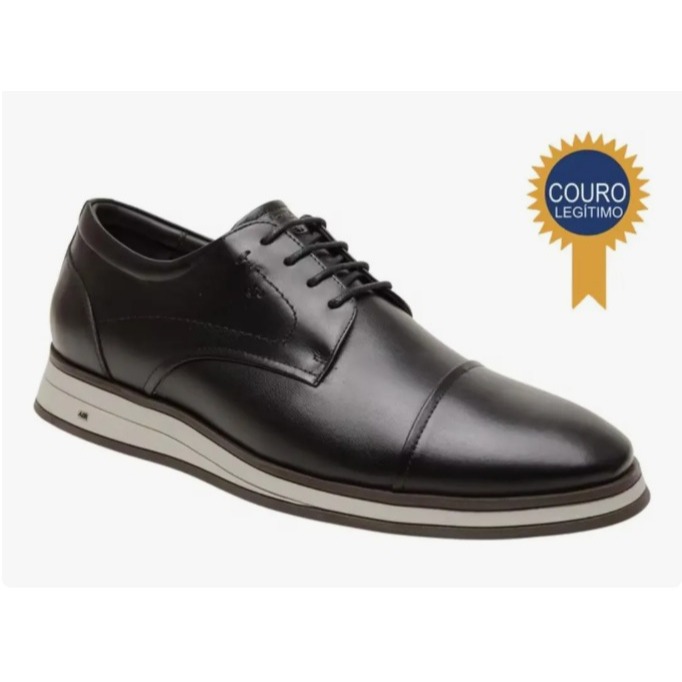 Sapato Social Confortável Masculino Jota Pé Air Morgan Couro – Preto | Ref. 86200 | 38 ao 44
