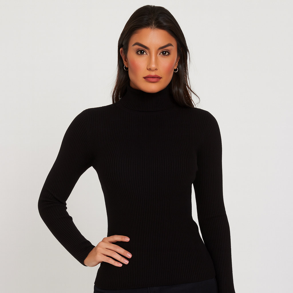 Blusa Feminina Cacharrel Segunda Pele Manga Longa Tecido Canelado em Oferta na Shopee