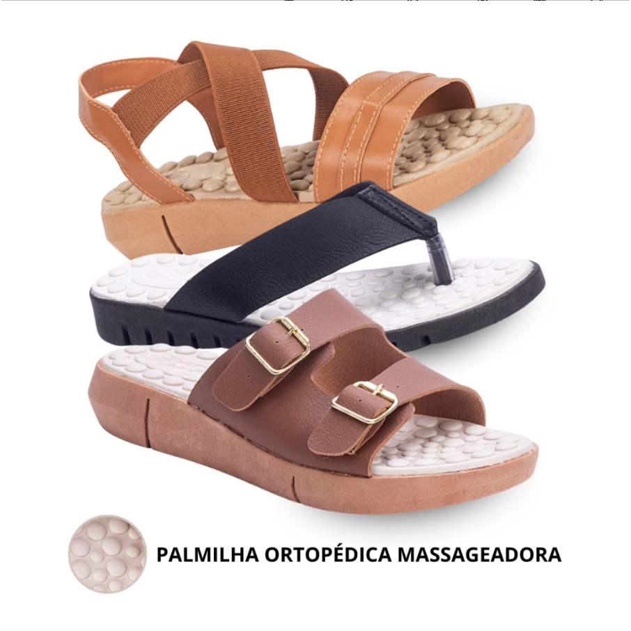Sandália Tamanco Ortopédico Massageador Rasteirinha Para Esporão e Fascite Plantar