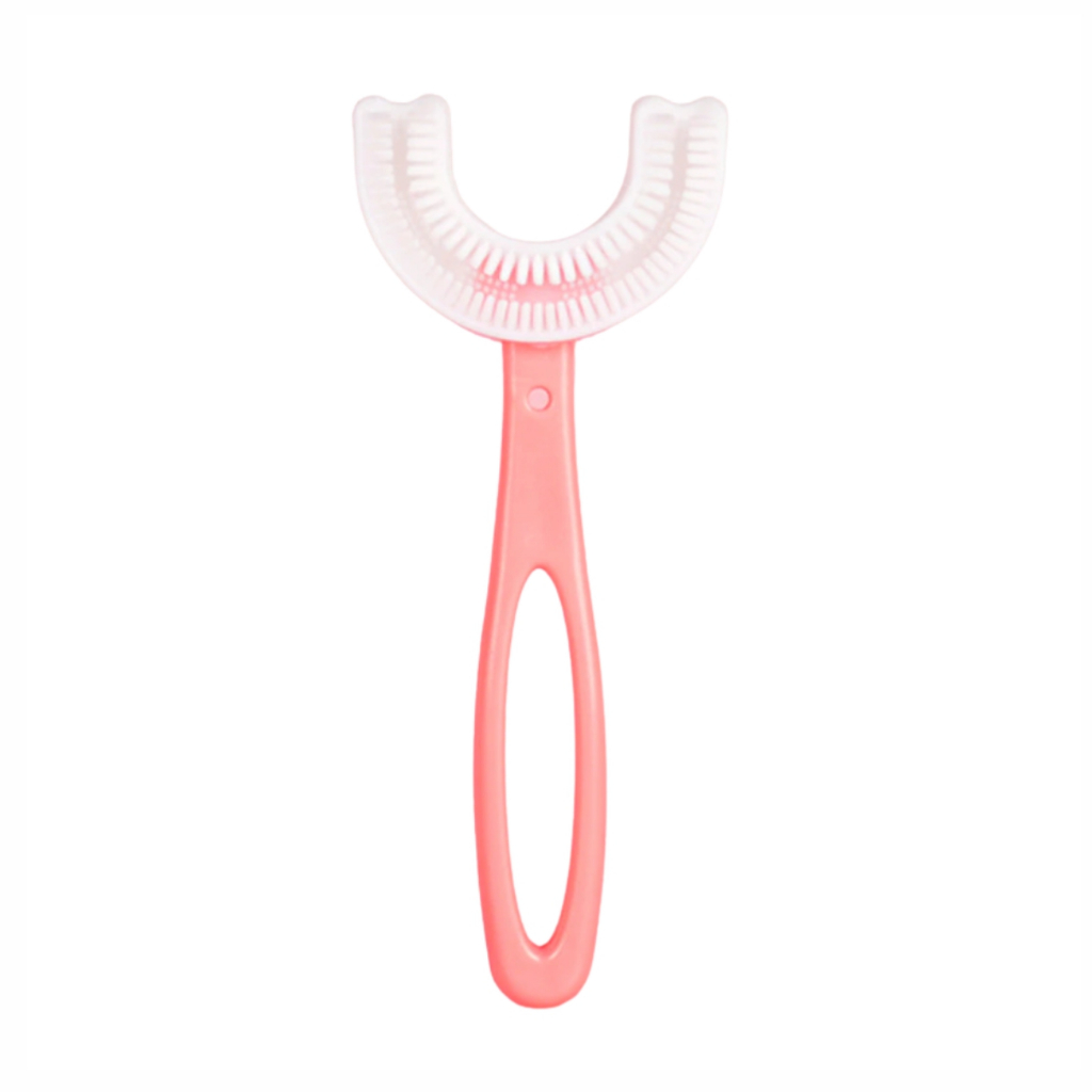Escova De Dentes Infantil Em Forma De U 360 ° De Silicone - Cor Rosa