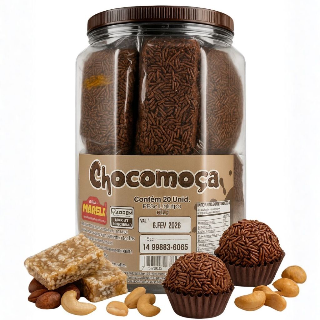 Kit 6 Potes Doce Pe De Moca Chocomoça Amendoim Cremoso Chocolate Brigadeiro Caseiro Festas Eventos - Doces Mareli - 20un — imagem 2 de 2