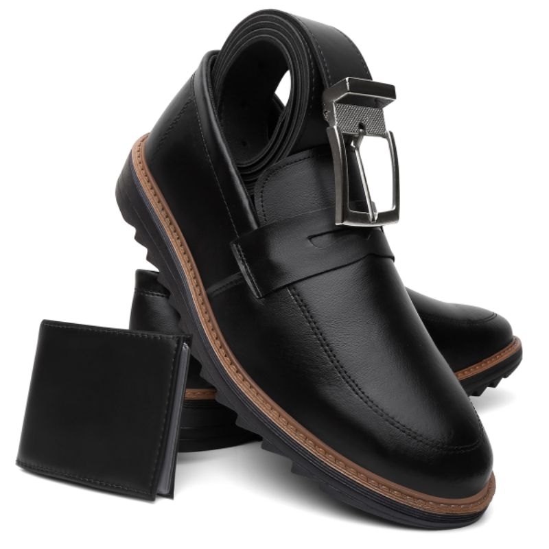 Oxford Loafer Preto Cinto e Carteira