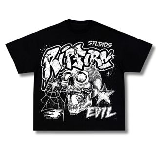 Camiseta Modelo F Evil Boxy Oversized Preto Algodão Unissex Manga Curta Skateboard em Oferta na Shopee