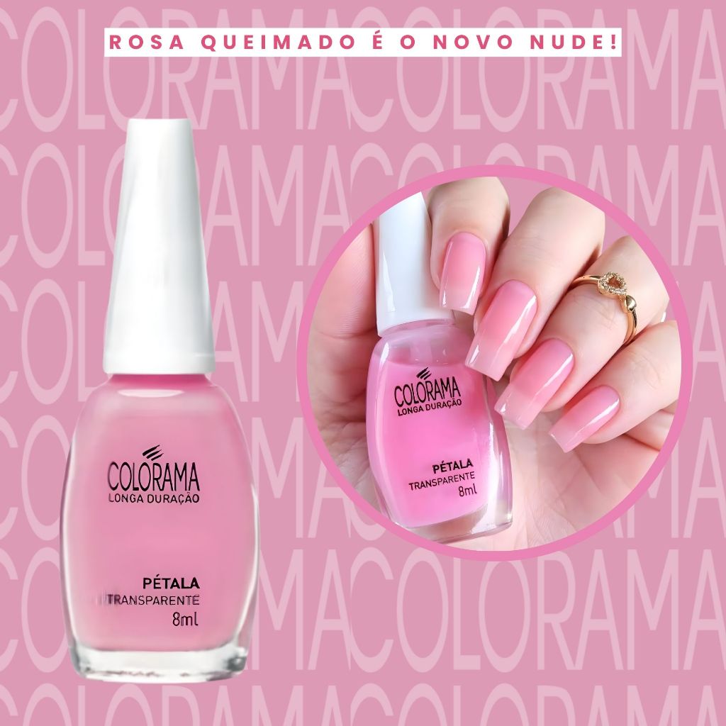 Kit 3 Esmaltes Colorama Rosa Queimado Nude Rosado Esmalte Atacado Rosa Antigo Rosa Rosa Pétala