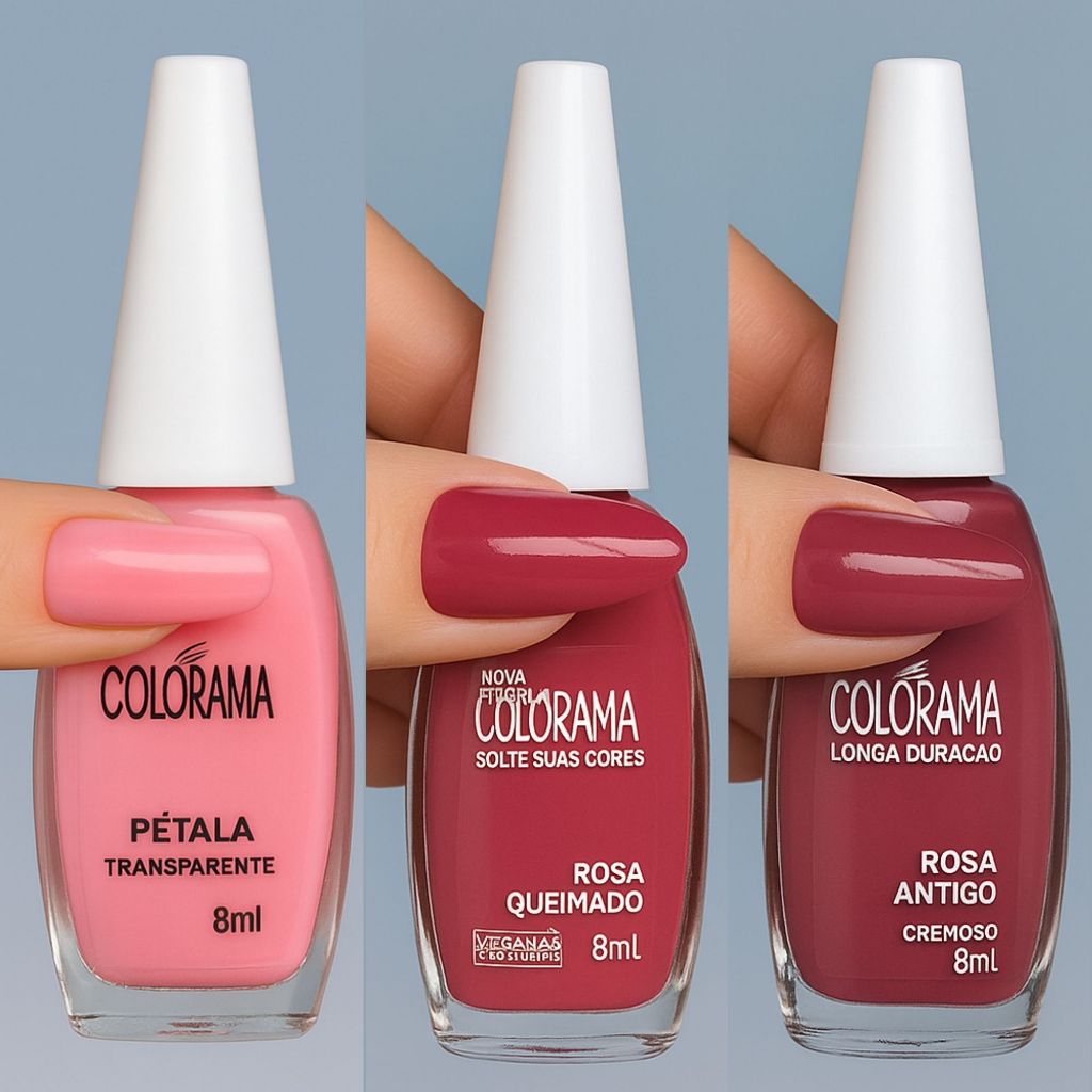 Kit 3 Esmaltes Colorama Rosa Queimado Nude Rosado Esmalte Atacado Rosa Antigo Rosa Rosa Pétala em Oferta na Shopee