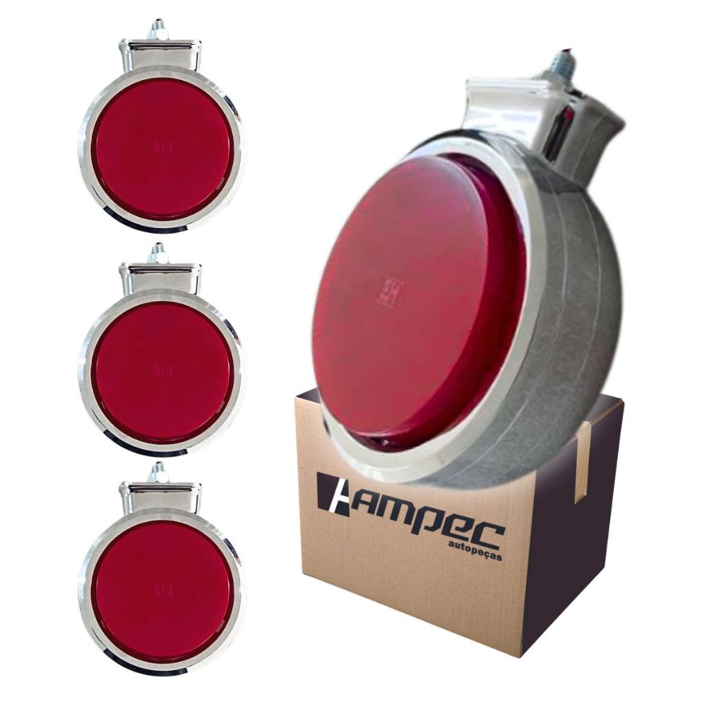 Kit 4 Lanternas Bojuda Foguinho Maria Full Led Acabamento Cromada Lente Vermelha