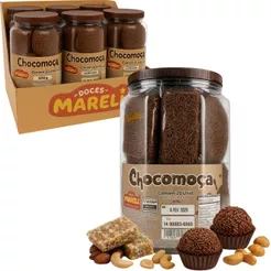 Kit 6 Potes Doce Pe De Moca Chocomoça Amendoim Cremoso Chocolate Brigadeiro Caseiro Festas Eventos - Doces Mareli - 20un