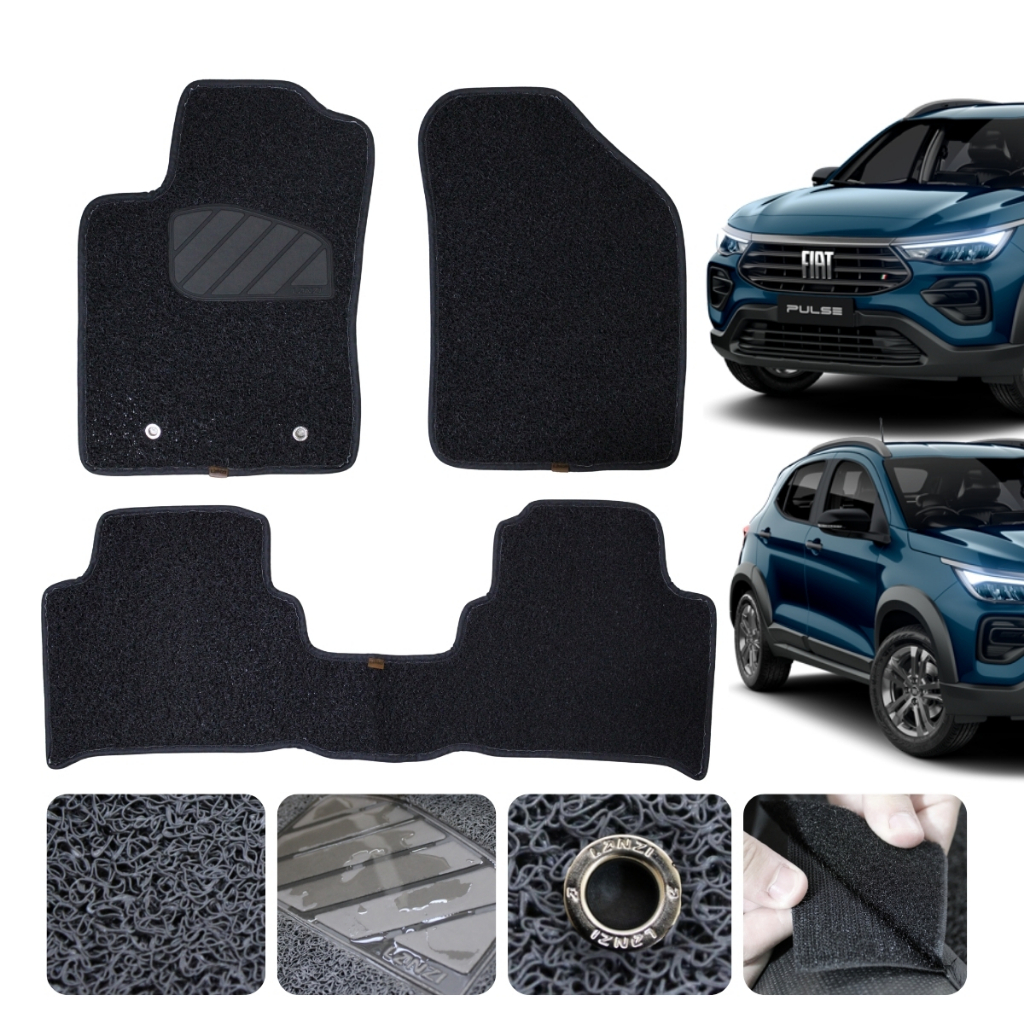 Tapete Para Fiat Pulse 22 2023 2024 a 27 Borracha Capacho Grafite 3P Robusto Exclusivo Sob Medida