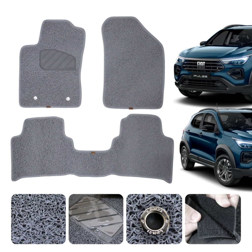 Tapete Para Fiat Pulse 22 2023 2024 25 26 Borracha Capacho Cinza 3P Robusto Exclusivo Sob Medida