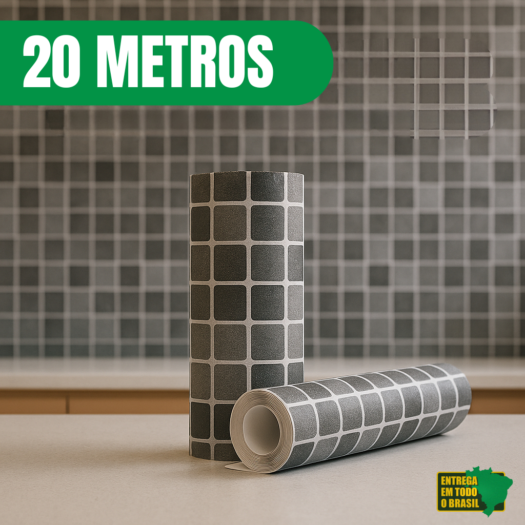 Papel de Parede Adesivo Pastilha 5/10/15/20 Cinza Lavável Resistente a Calor Impermeável Auto colant em Oferta na Shopee