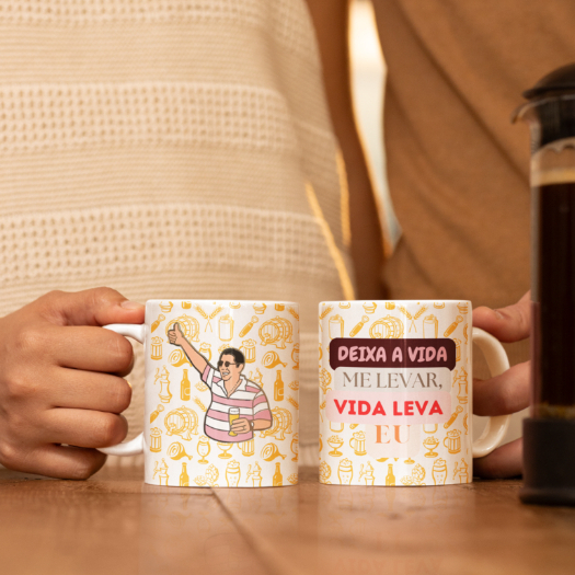 Caneca Porcelana Colecionavel Carnaval Samba Festa Bebida Frase Divertida Pagode Dia a Dia Presente