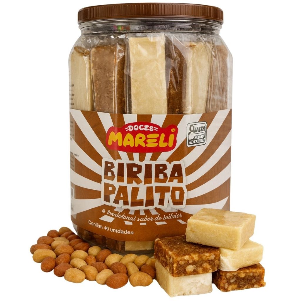 Doce Biriba Pacoca Caseira Amendoim Leite Condensado Gibi Tradicional Festas Eventos Doces Mareli - Pote com 40un - 1Kg