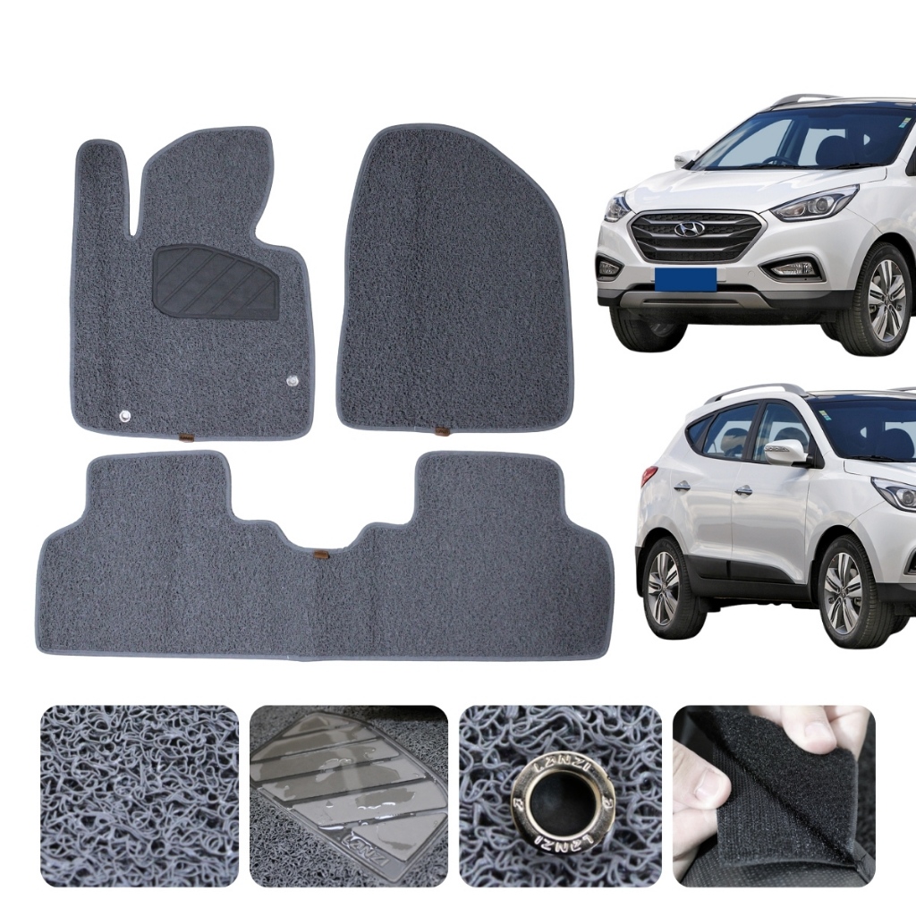Tapete Para Carro Ix35 2011 12 13 14 15 a 19 20 21 3 Peças Capacho forte cor Cinza Black Friday Luxo