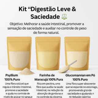 kit Saciedade, Glucomannan, Psyllium, Farinha de Maracujá em Pó em Oferta na Shopee