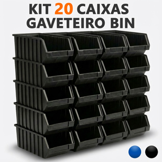 Kit 20 Caixa Gaveta BIN N3 N4 N5 N6 Organizadora Plástica Empilhável Parafusos Ferramentas Oficina em Oferta na Shopee
