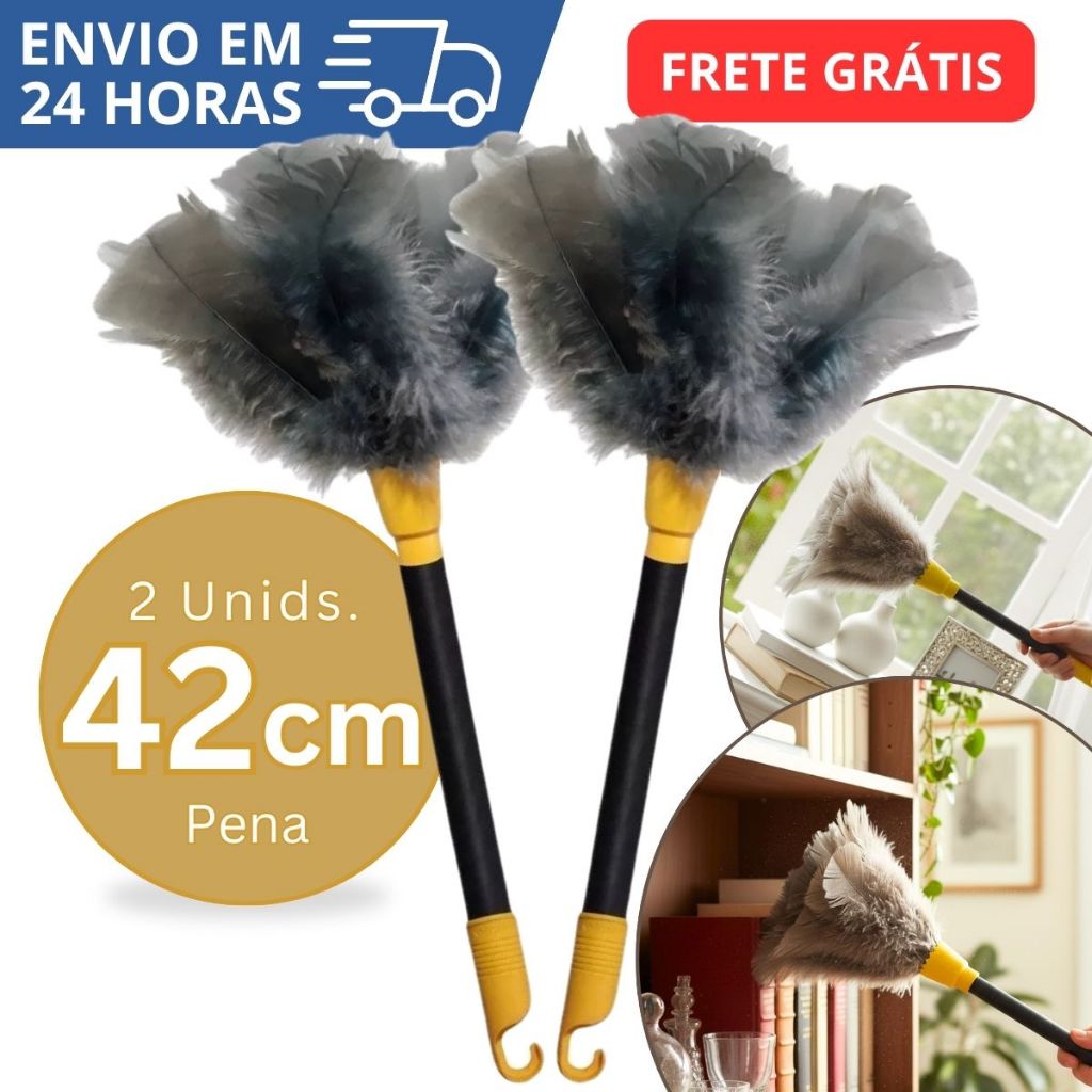 Kit 1/2/3 Espanadores Pó Pena 42 Cm Limpa Poeira Moveis Casa em Oferta na Shopee