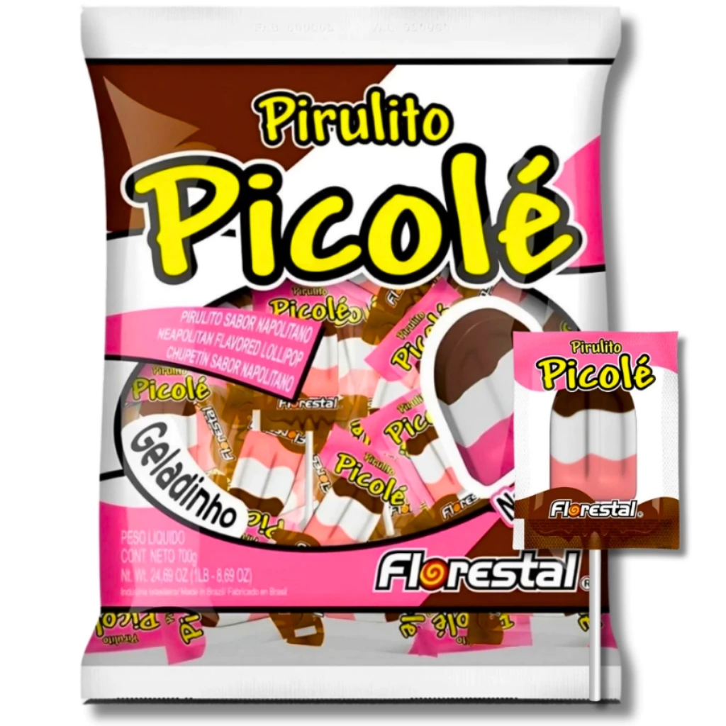 Pirulito Picolé Napolitano C/50 Unidades Florestal