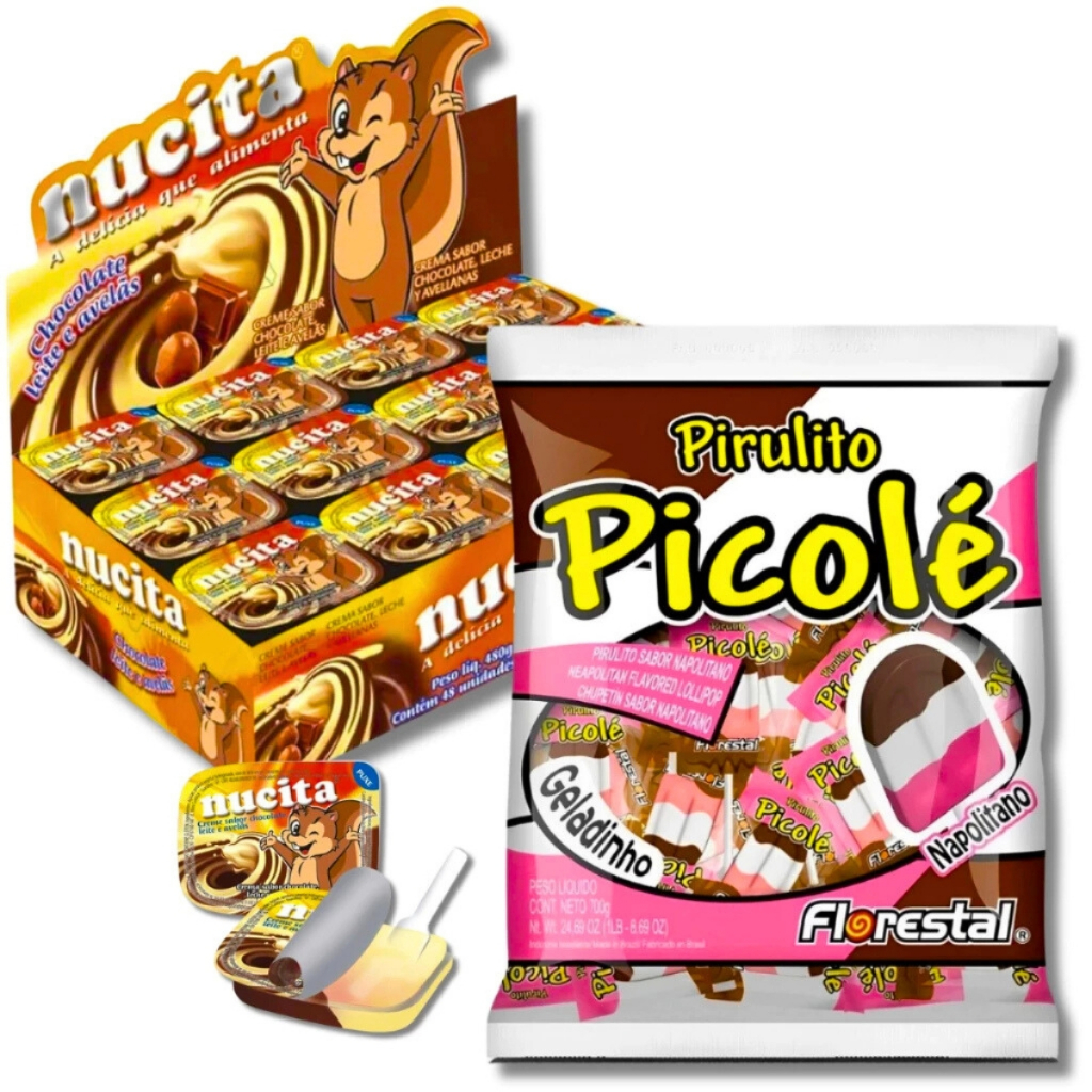 Kit Nucita Bicolor C/48UN + Pirulito Picolé Napolitano C/50UN Doces Aniversário Festa em Oferta na Shopee