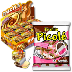 Kit Nucita Bicolor C/48UN + Pirulito Picolé Napolitano C/50UN Doces Guloseimas Festa Dia Das Crianças