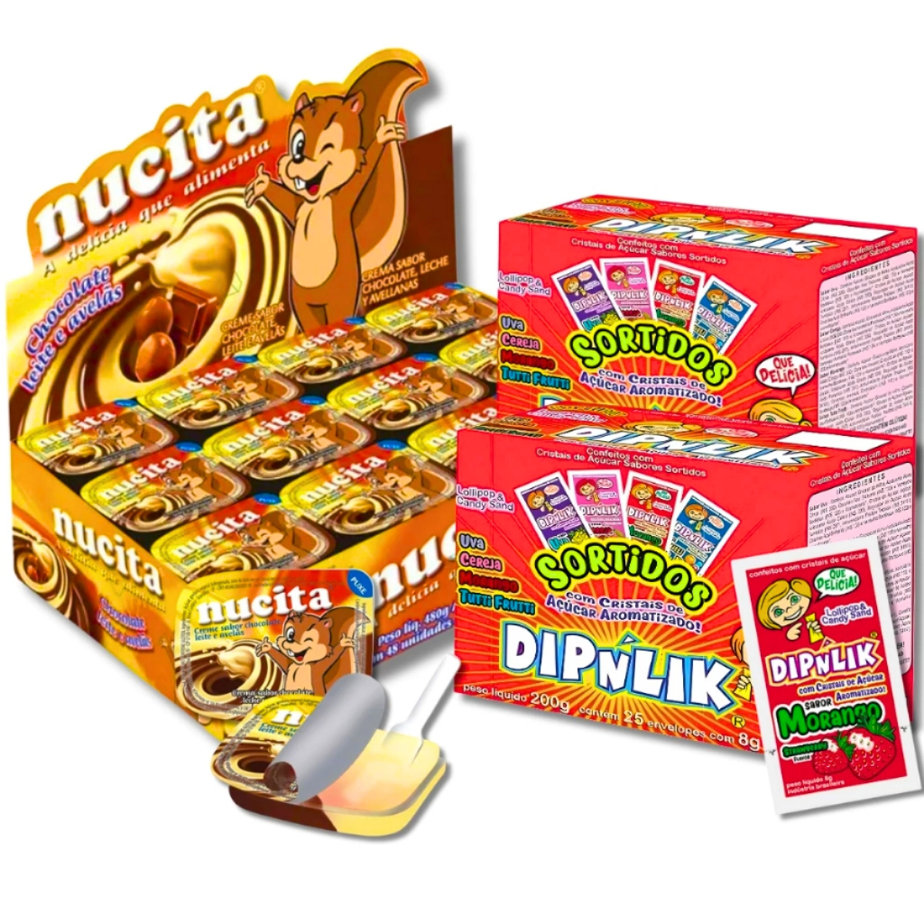 Kit Nucita Creme Avelã Bicolor C/48un + 2 Caixas Dipnlik C/25un em Oferta na Shopee